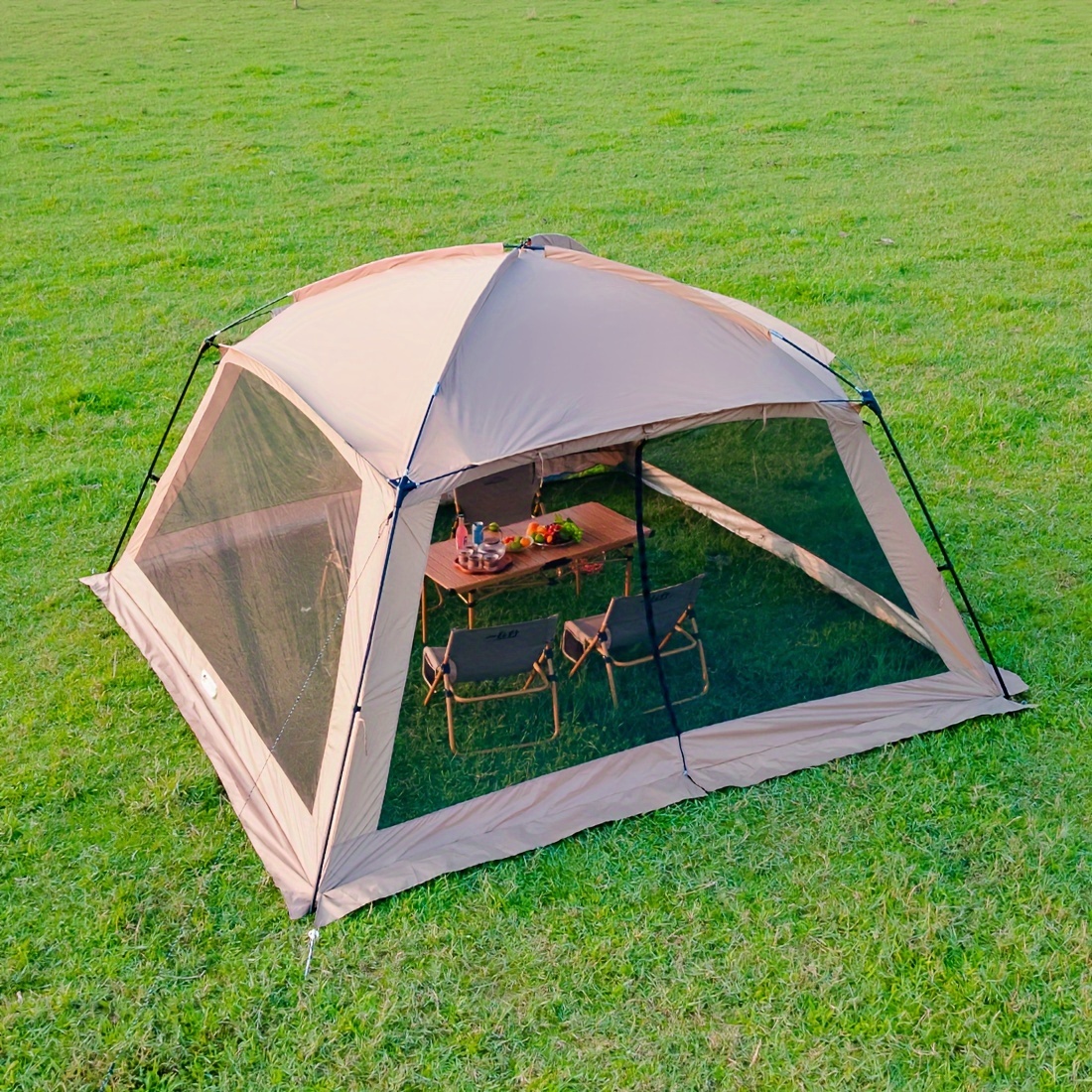 

Outdoor Mesh Canopy Tent, Sunshade Picnic Screen House Beach Gazebo 3.65x3.65m