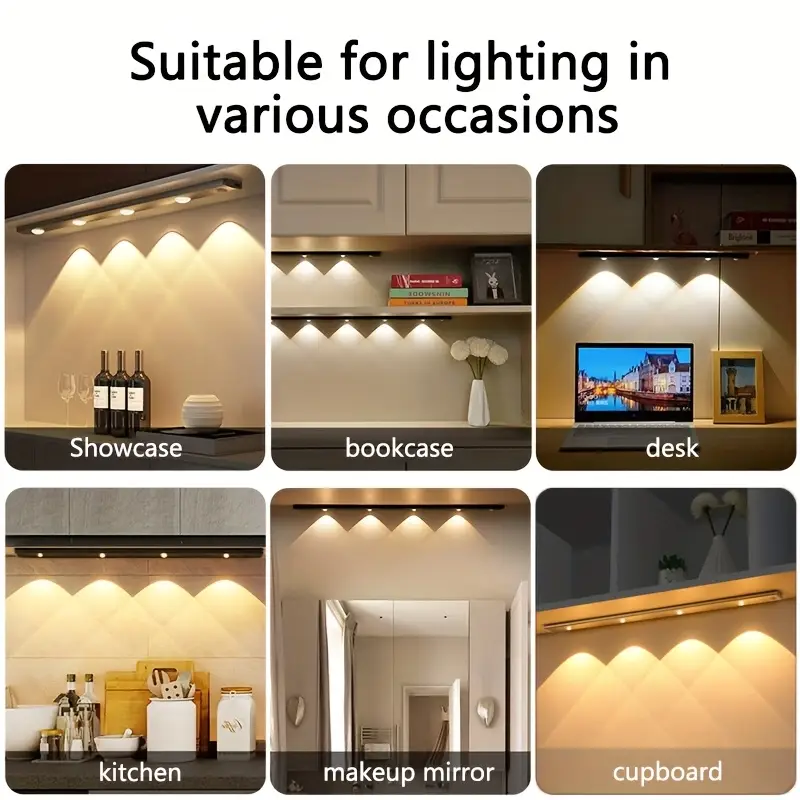 1pc under cabinet lighting motion sensor indoor light closet lights cats eye hill light three different lighting colors adjustable brightness usb charging suitable for lighting in bedrooms living rooms kitchens cabinets etc Product details 5