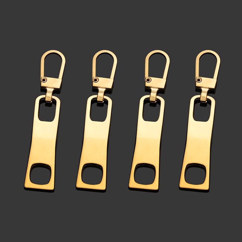 TEMU 4/5pcs Two-hole Rectangular Metal Zipper Head Pull Tab Detachable Repair Artifact Clothes Schoolbag Zipper Pull Pendant Replacement Additions