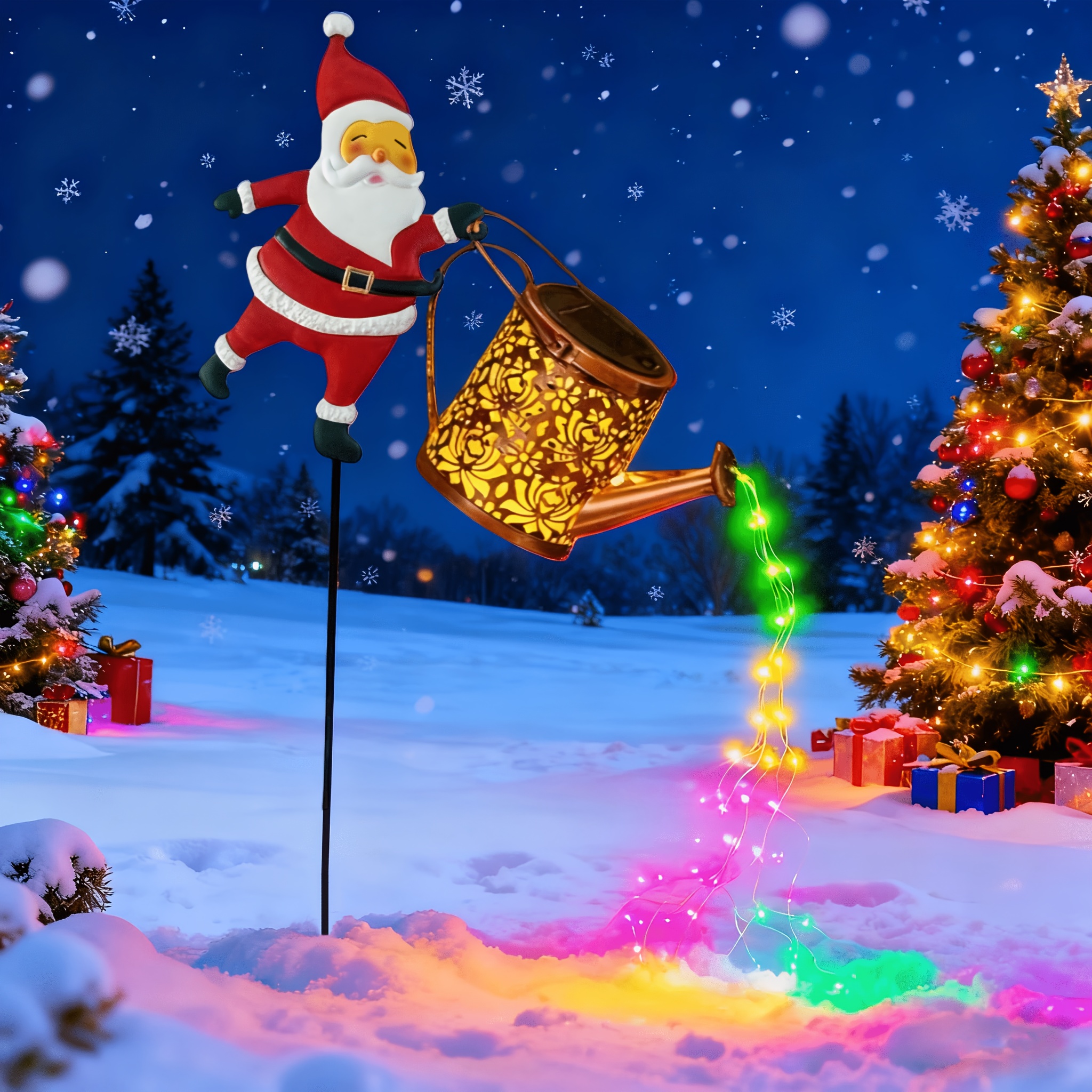 TEMU Christmas Outdoor Courtyard Solar Lawn Lights, Santa Claus Solar Lights, Courtyard Garden Holiday Decorations, Colorful Or Warm White Led Lights