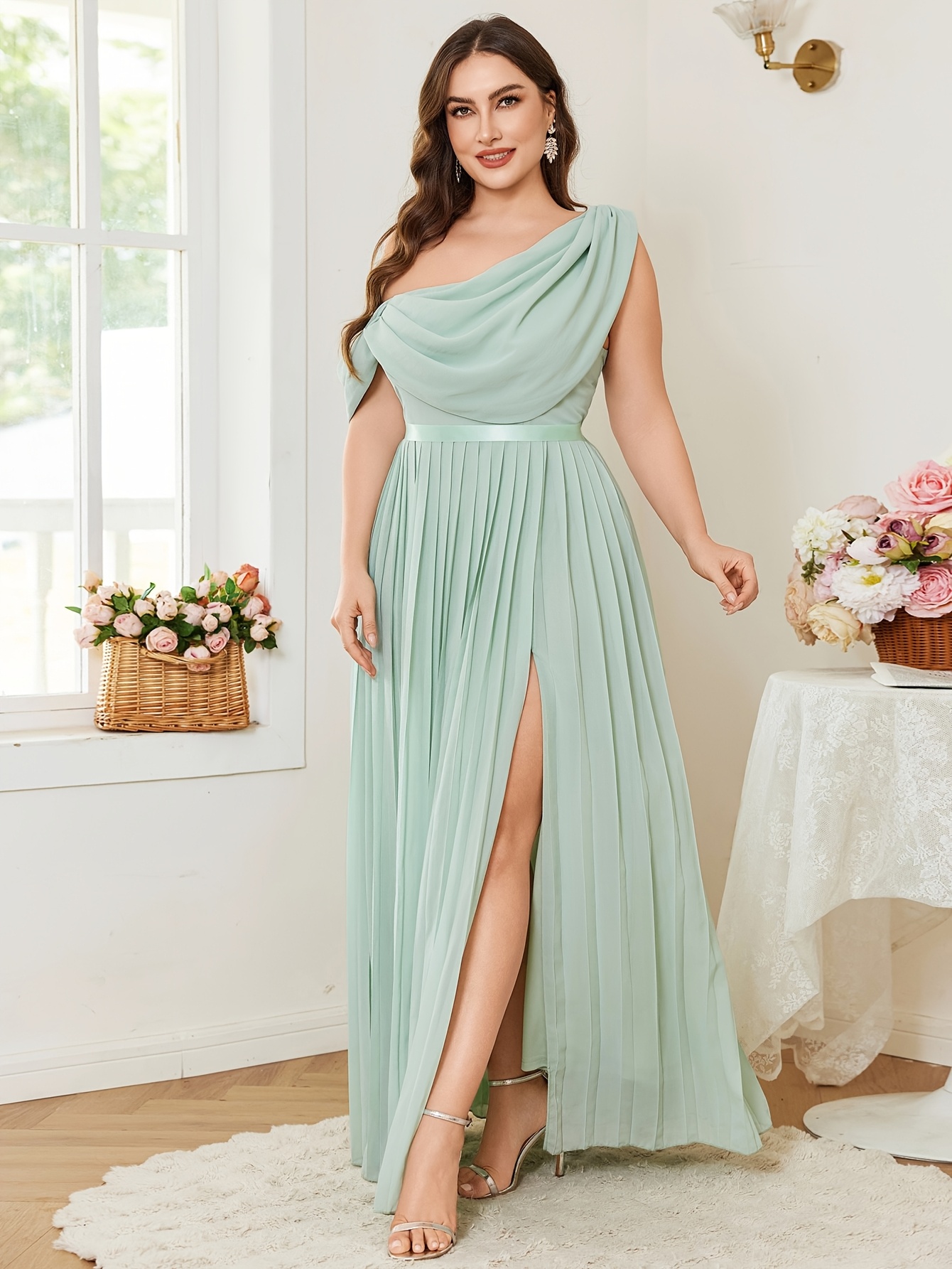 plus size elegant fashion chiffon peplum dress asymmetrical - Temu Mauritius