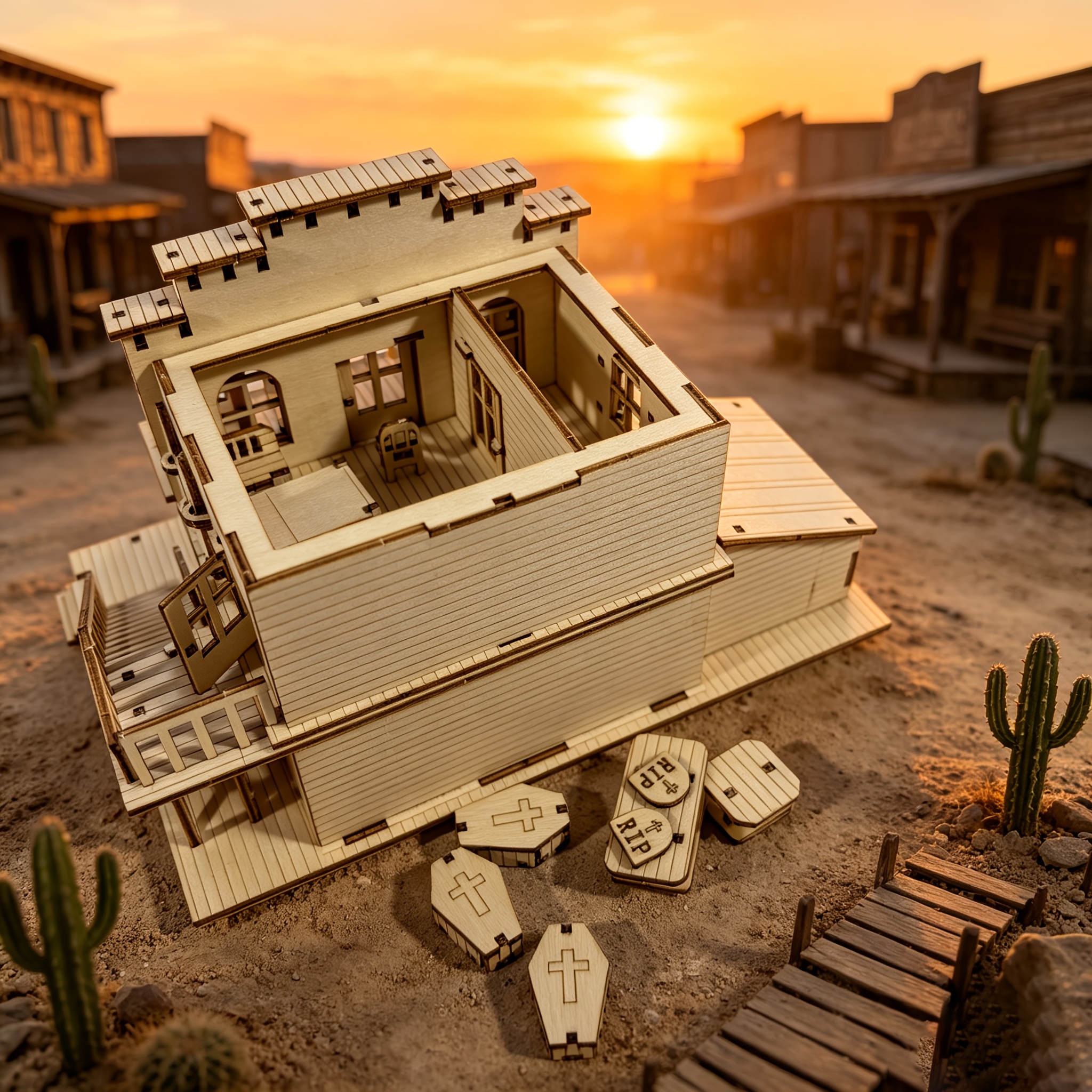 3D Wooden Puzzle: Funeral Home Log Cabin Kit