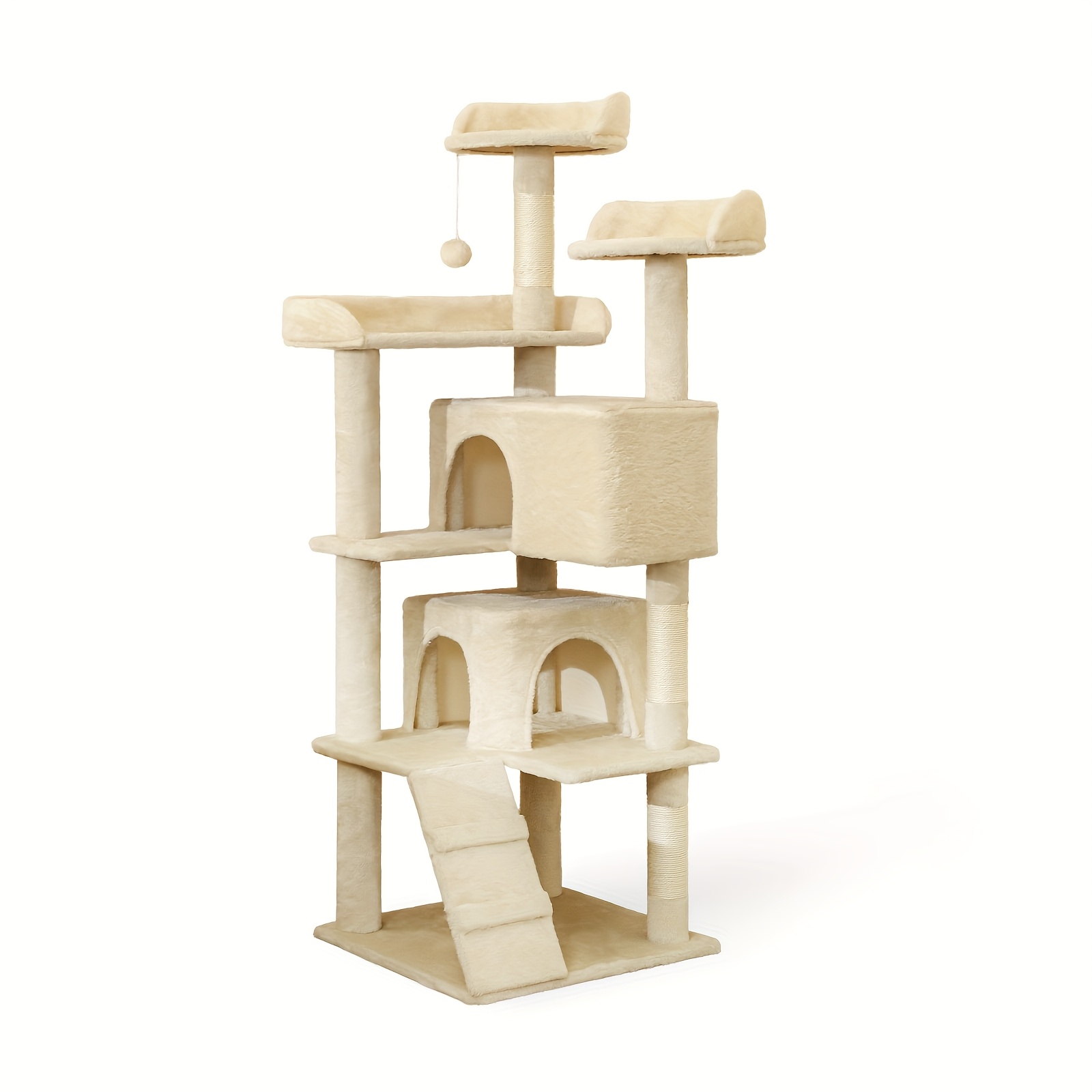 TEMU Cat Tree, 54-inch Cat Tower For Indoor Cats With Sisal Scratching Post, Cat Play House, Large Kitty Condo, Plush Multi-level With Climbing Ladder