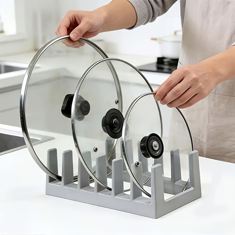 TEMU 1pc Multifunctional Bowl And Dish Storage Rack, Lid Rack, Bowl Rack, Ladle Rack, Cutting Board Rack, Book Storage Rack, Convenient For Lid And