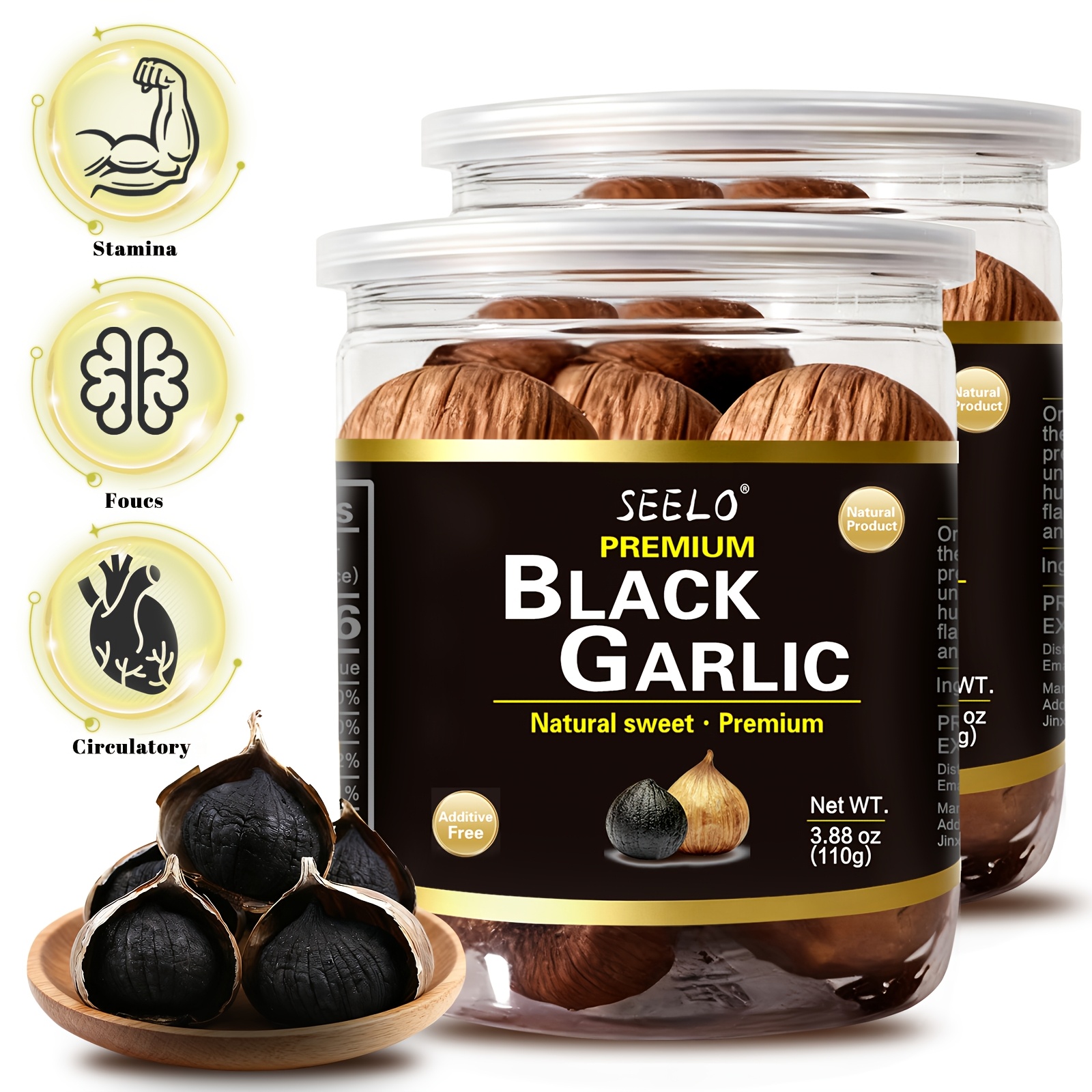 110g Canned Large Granular Black Garlic Single-Headed Ready-to-Eat Healthy Seasoning