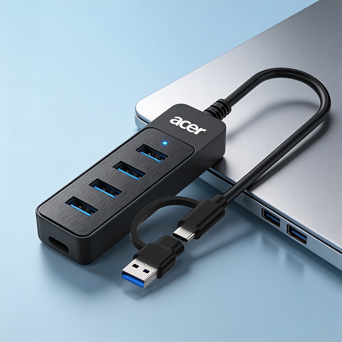 TEMU USB 3.0 a 4 porte Acer, splitter USB ad velocit� da 5 , adattatore USB portatile per laptop, desktop, pz, tastiera, mouse, U-Disk, stampante
