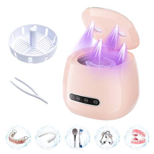 cleaner for retainers featuring a 48khz dental cleaning pod suitable for night guards braces toothbrushes jewelry and dentures with timer
