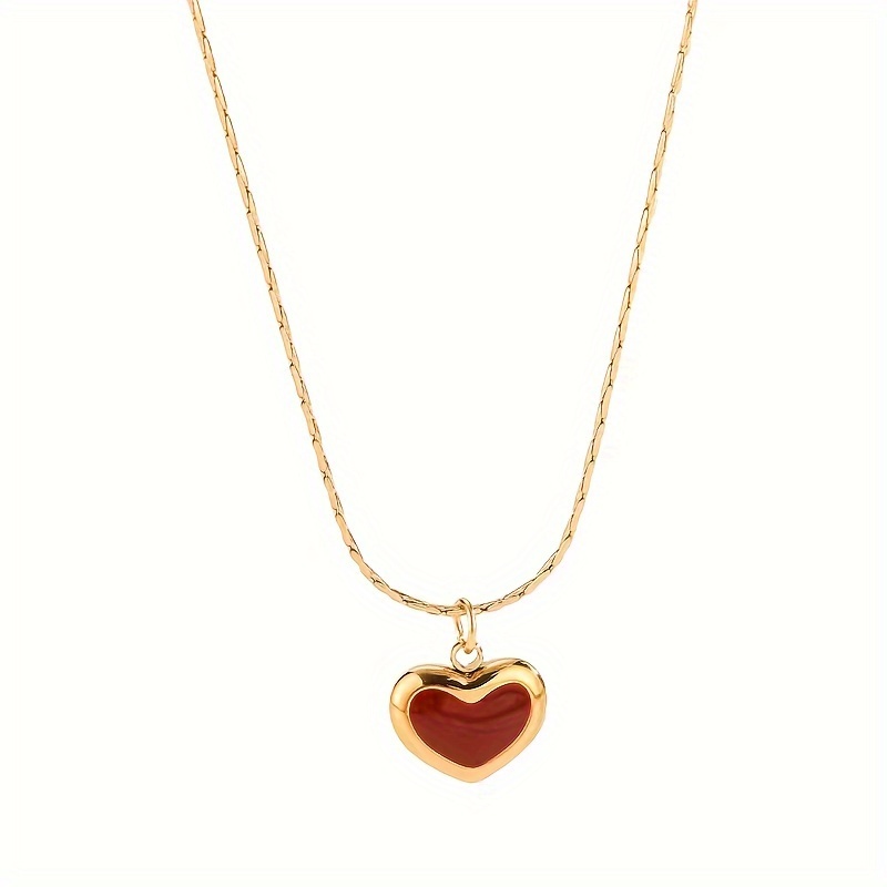 Image of A Women's Pendant Necklace, Easy And Elegant Alloy Heart-shaped Enamel Pendant, Suitable For Daily Wear And Gifting