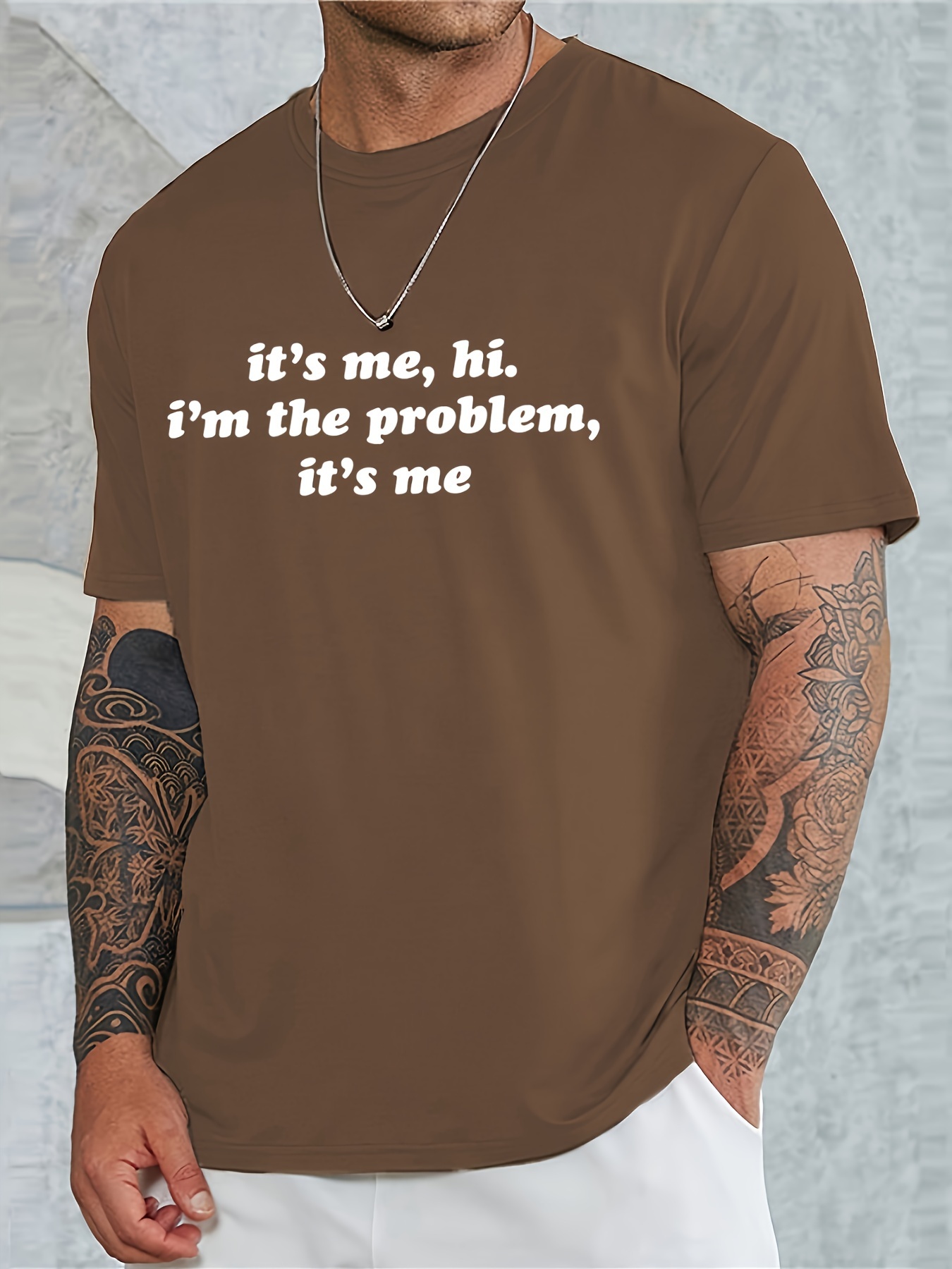 Plus Size Men's Funny ''m Problem' Print T shirt Summer - Temu