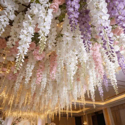33pcs mixed color artificial wisteria white light realistic flowers durable plastic all weather hanging ivy suitable for wedding arch decor garden patio ceiling decor trellis decoration ceiling and valentines day decor