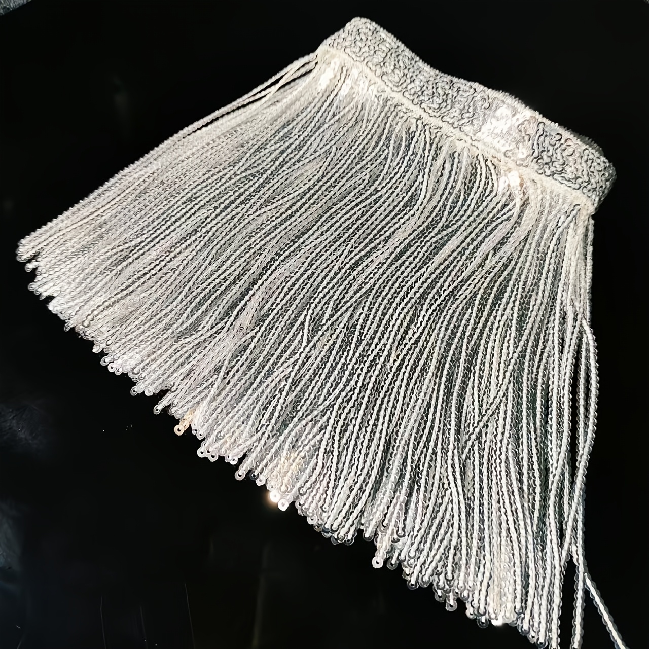 TEMU Accesorio de borla de escenario de 110 cm con lentejuelas y encaje para proyectos de borlas de ropa de moda