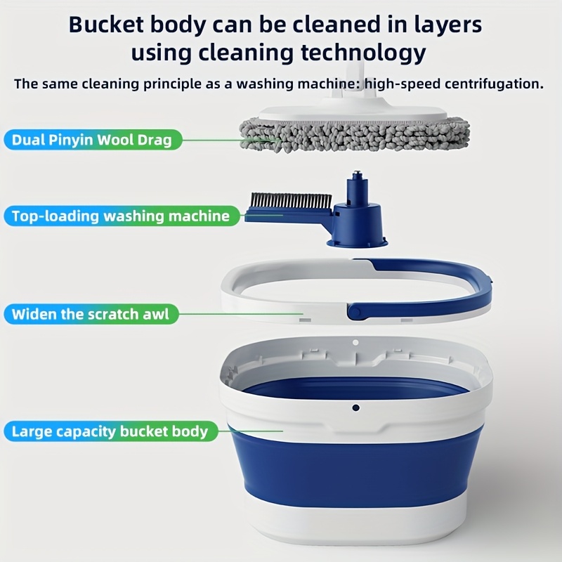 versatile foldable spin mop bucket set stainless steel no power needed for   in home office kitchen and outdoor use details 1