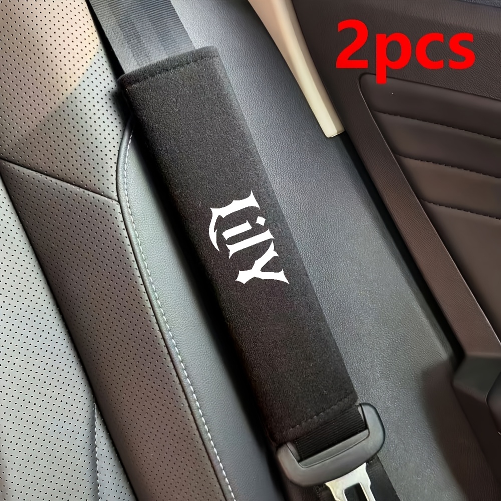TEMU 2pcs Embroidered Custom Car Seat Belt Shoulder Pads, Universal Interior Additions For All Models, Men And Women's Long-distance Driving ,