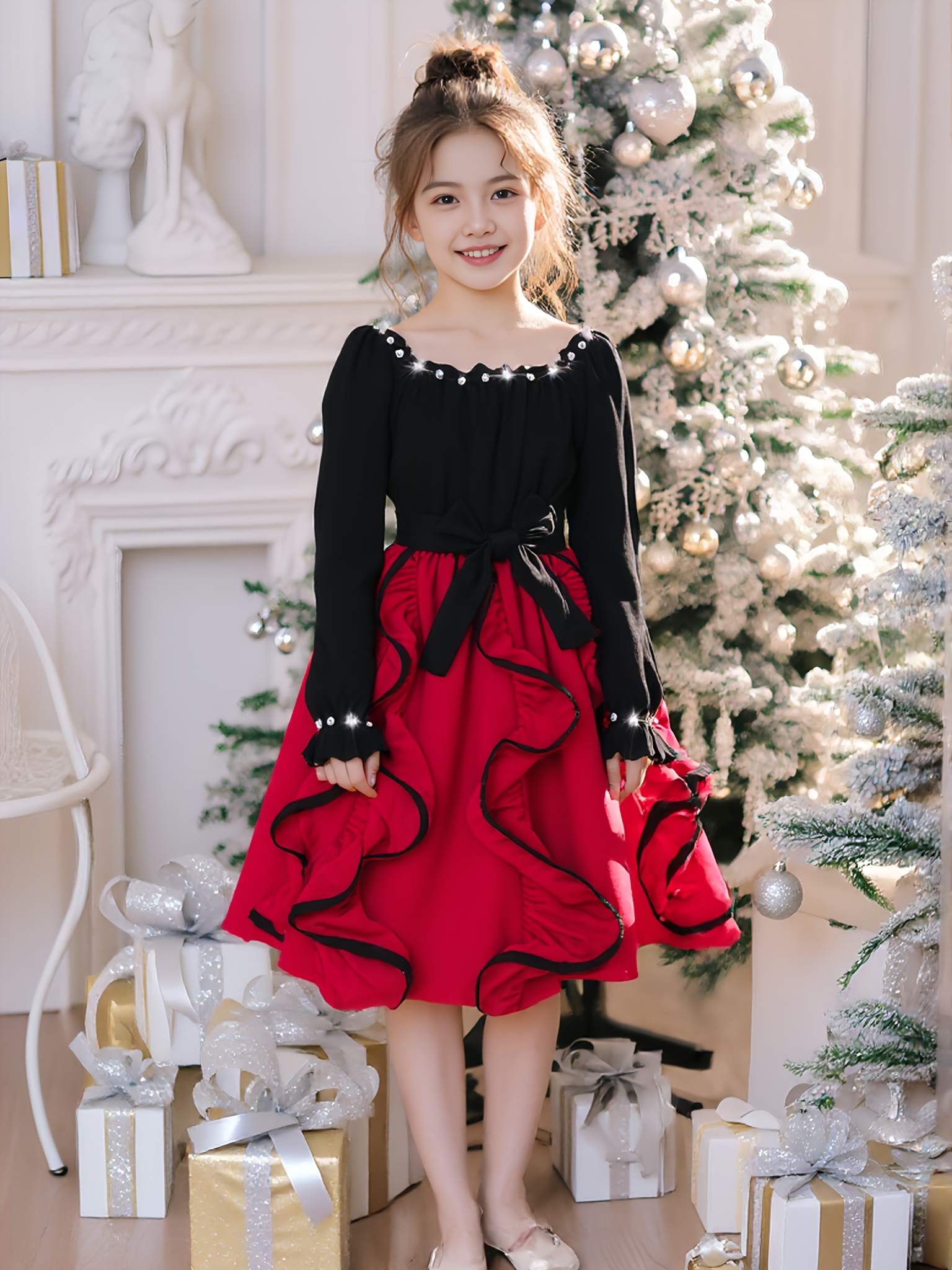 sheer girls dress long sleeve festive gown birthday gift - Temu Mauritius