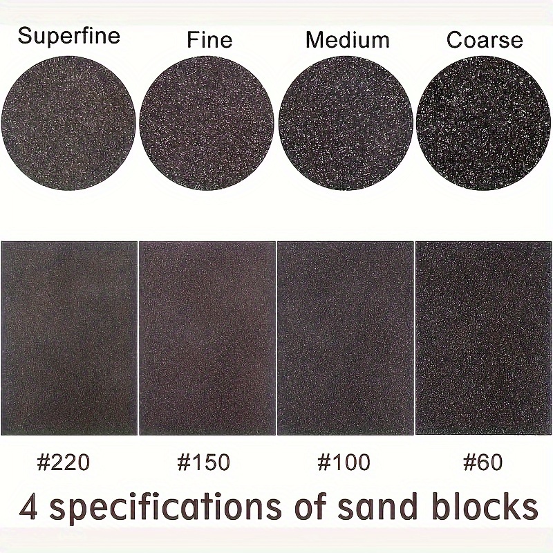 4pcs Diamond Sanding Block Set - Coarse to Ultra Fine Grit, Wet/Dry Dual-Use, Washable & Reusable, for Woodworking, Furniture Polishing, Metal Rust Removal - High-Density Emery Sponge Pads, Woodworking Tools