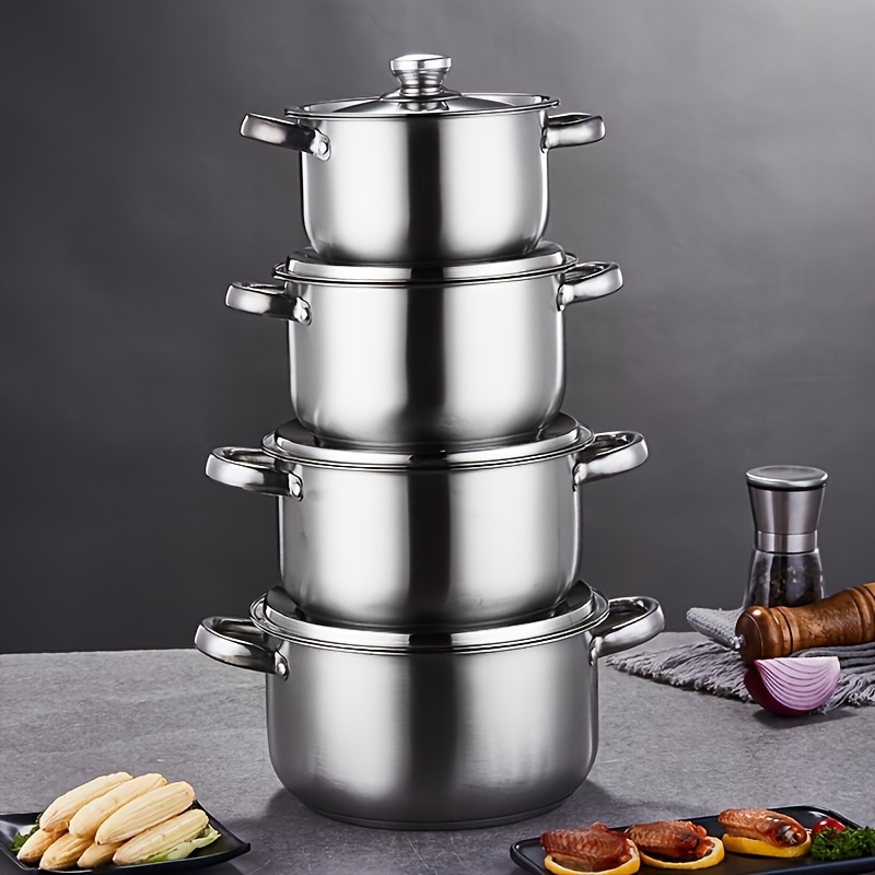 4pcs Stainless Steel Cookware Set, 4 Pots + 4 Lids, Compatible... product image 2