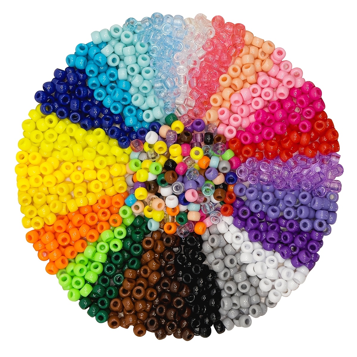 

200/500pcs Mixed Color Acrylic Pony Beads Set - Diy Craft Beads For Jewelry Making, Hair Braiding, And - Assorted Colors (6x9mm)