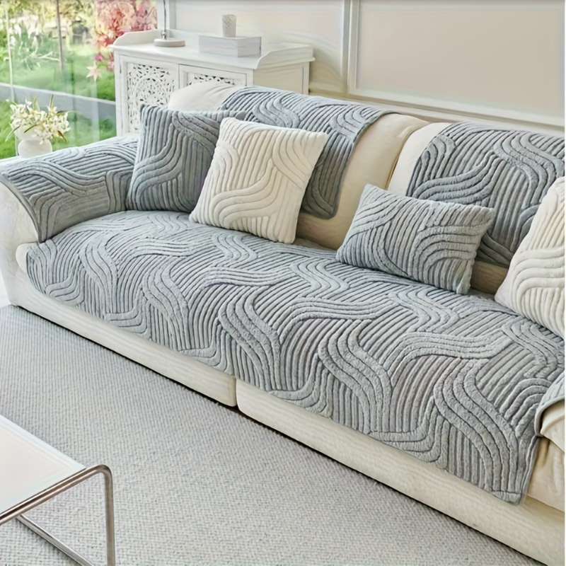 1pc plush non slip sofa cushion bohemian modern minimalist sofa protector machine washable durable fabric pet friendly fit for 1 2 3 4 seater sectional sofas vintage style for living room bedroom office decor details 5