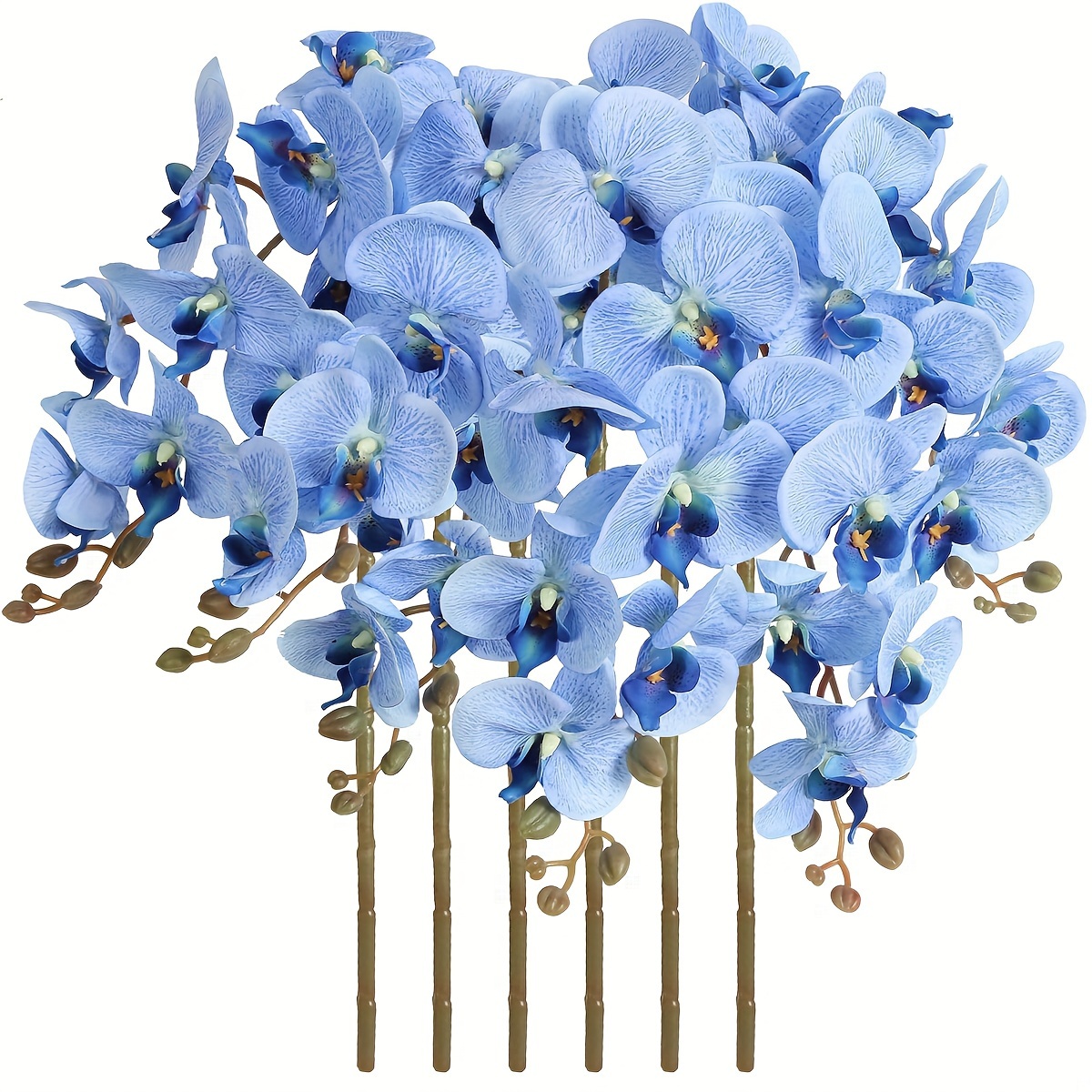 Orchidee artificiali in una ciotola di vetro. Composizione di orchidee realistiche al tatto. - Italia