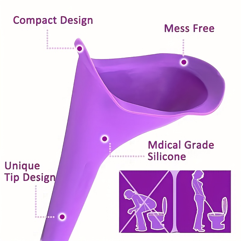 1pc Purple Portable Emergency Urinal for Women - Stand-Up Design, TPU Material, Ideal for Camping, Hiking & Outdoor Adventures, Hiking Gear | Ergonomic Design | Durable Urinal, Portable Toilet for Camping