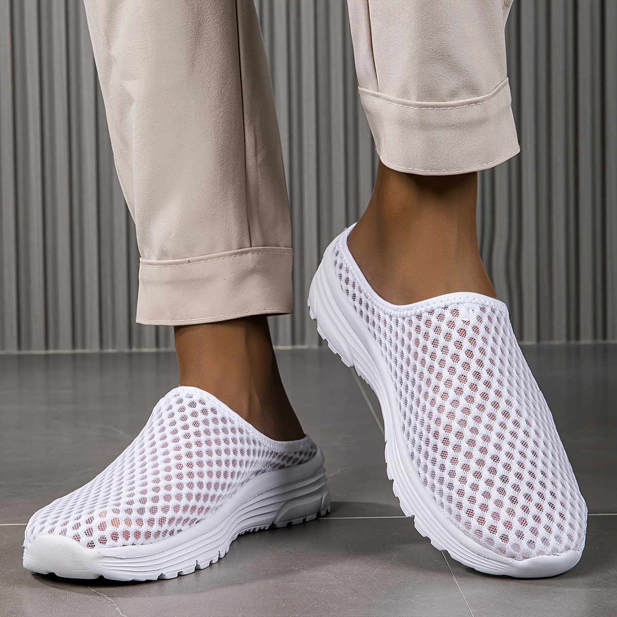 Summer Breathable Half Casual Shoes, Lightweight Slip-On Design