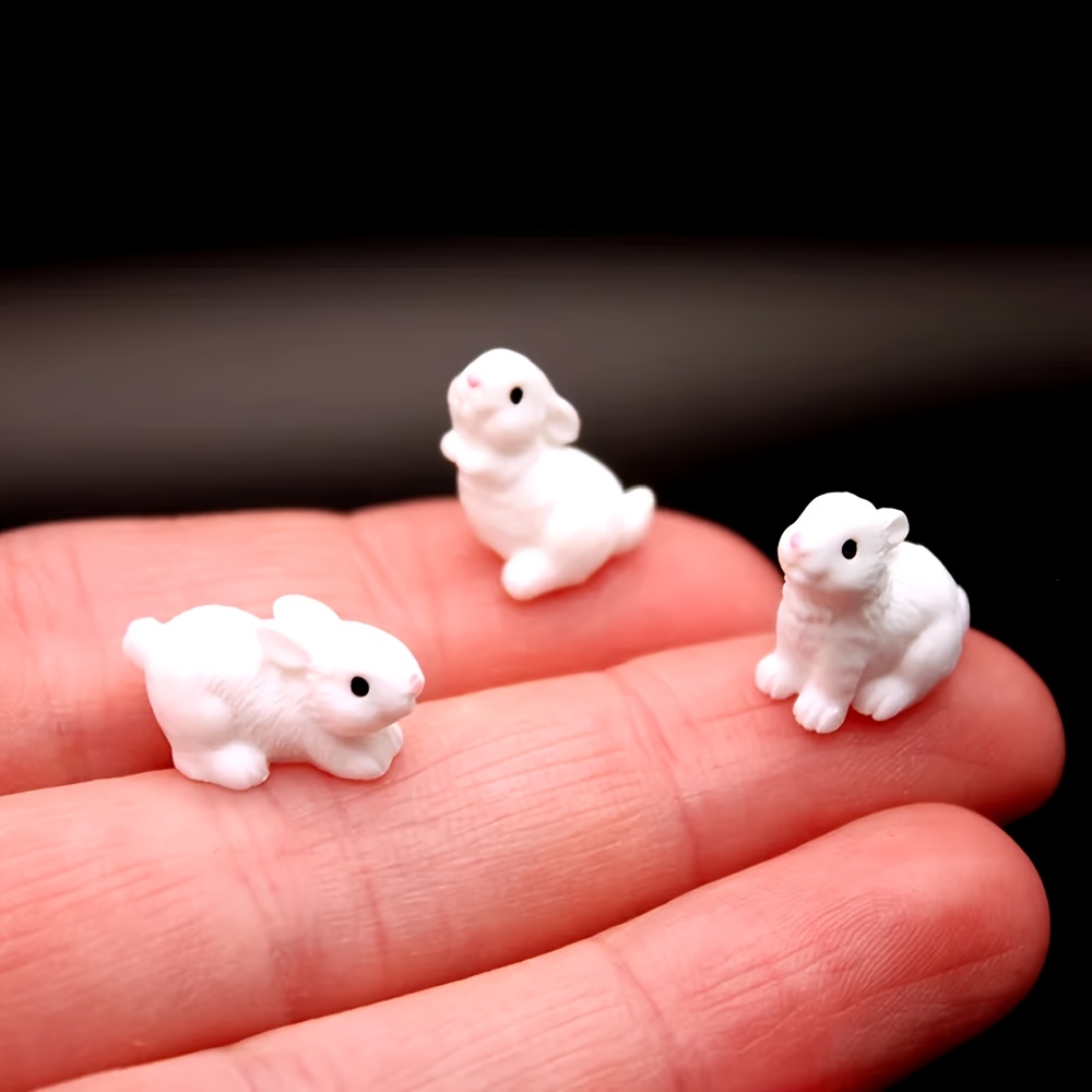 

10pcs Woods Miniature Resin Bunny Figurines, Farm Animal Mini Fairy Garden Micro Landscape Decor, Diy Craft Party Decorations, No Power Required