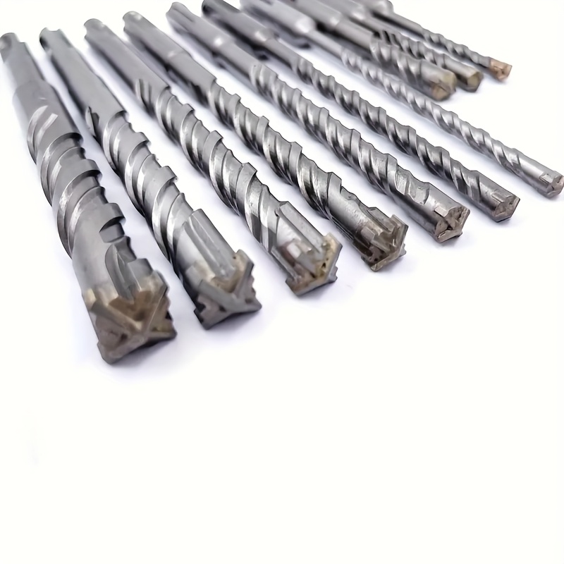 10pcs Heavy-duty Carbide Sds Plus Rotary Hammer Drill Bit Set For Concrete, Masonry, Brick/block, Cement, And Stone - Anti-wear Tip, Suitable For And Renovation, Compatible With Sds Plus Hammer Drills