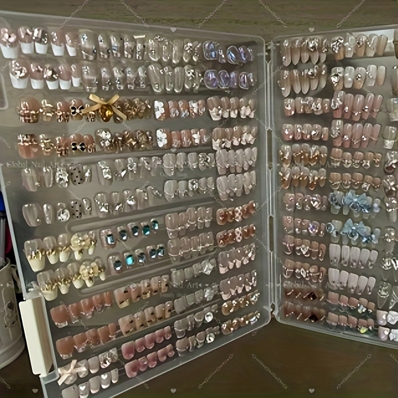 TEMU 96pcs Nail Art Random Combination Set, Fashionable Mixed Color, High-end Texture. wearable Nail Gloss, Nail Art, Fake Nail Art.