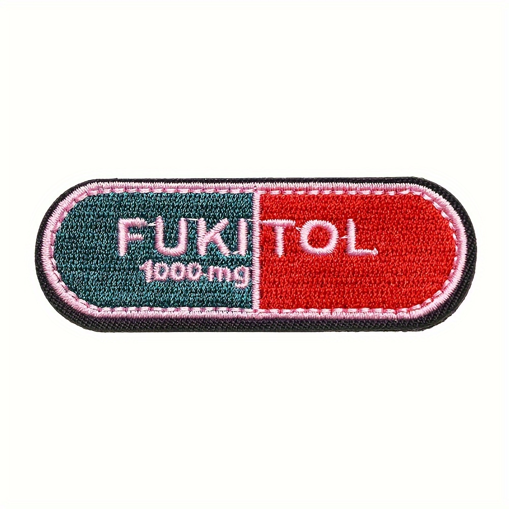 

1pc Humorous Embroidered Patch "fukitol 1000mg" - Mixed Color, Novelty Military Morale Appliqué For Jackets, Backpacks, Jeans, Hats, And Clothing Accessories