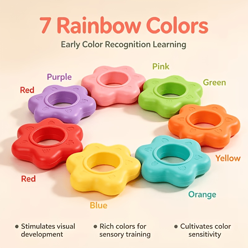 Mini Rainbow Spinning Stacked Rings Toy for Cognitive Development