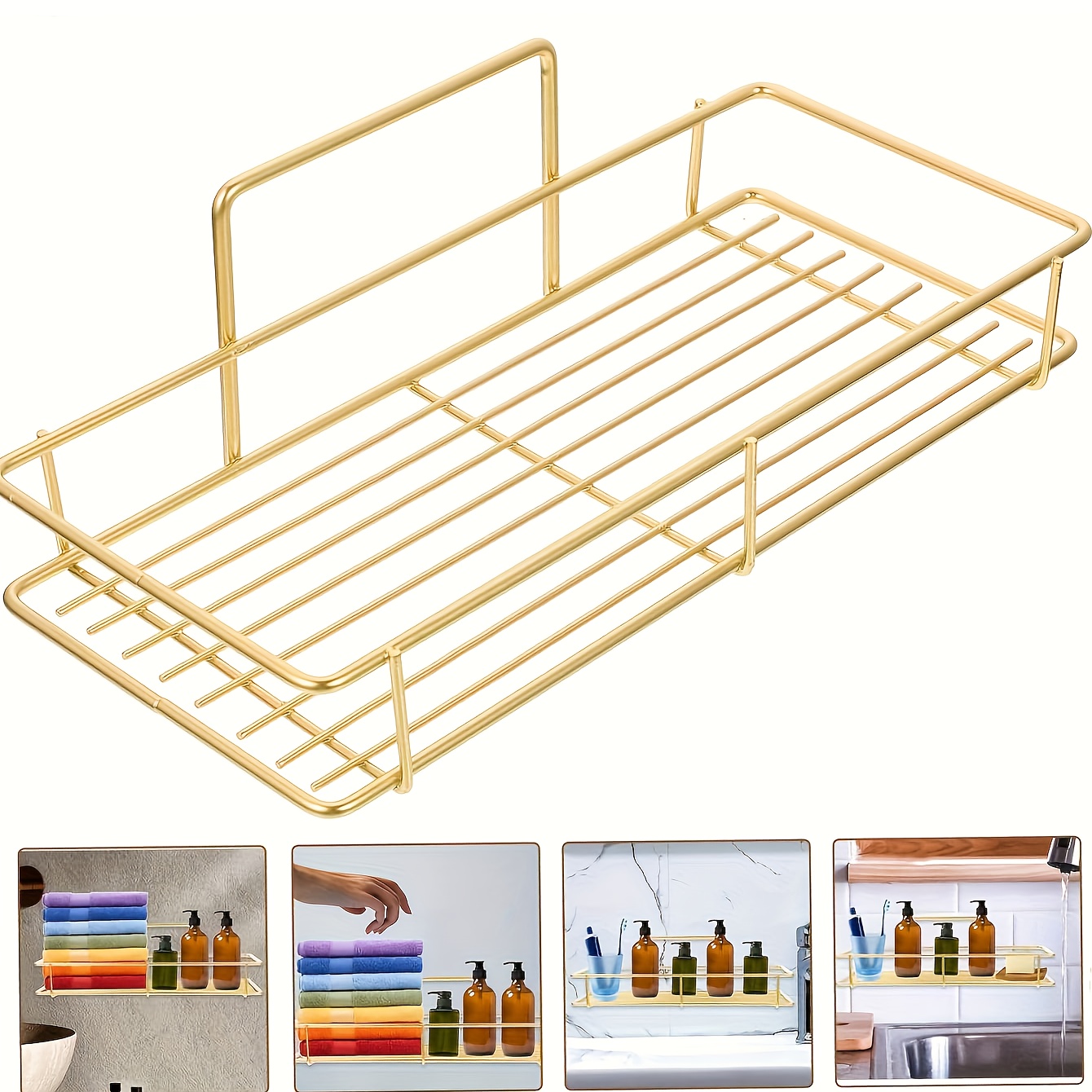 Bathroom Wall-mounted Shelf, No-drill Hanging Organizer For Washstand, Toilet, And Restroom, Cosmetic Storage Rack
