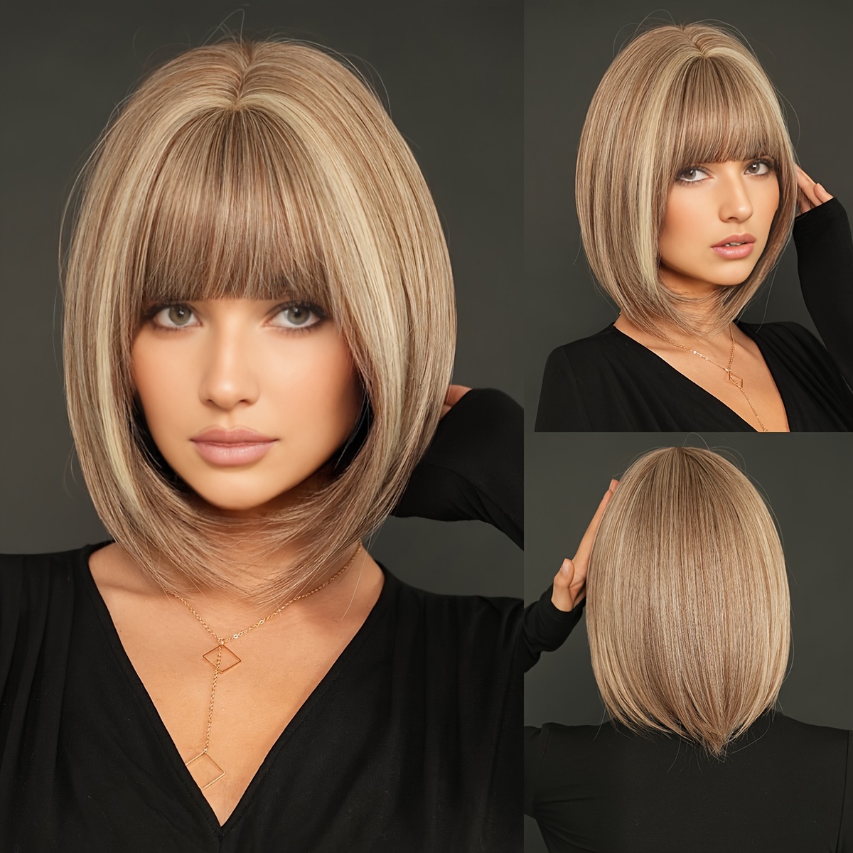 

Namm Women's Basics Bob Wig, 150% Density Straight Hair Synthetic Wig, Fiber, With Cap, For Daily Use And Cosplay