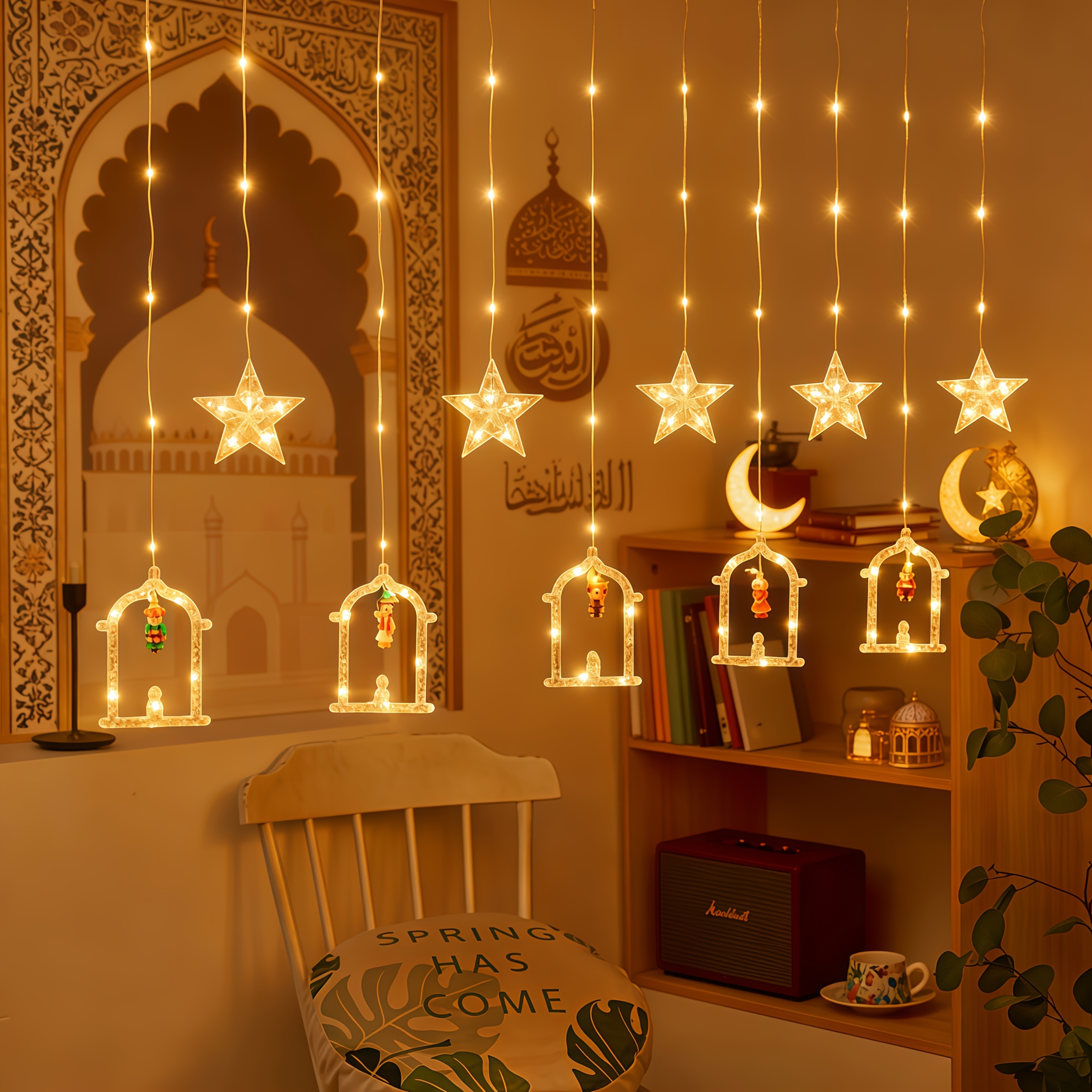 ramadan lights ramadan curtain lights muslim ramadan led string lights usb powered   curtain lights   door curtain lights home holiday decorations warm romantic atmosphere lights with 8 lighting    