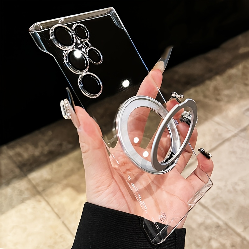 TEMU Phone Case - High 360° Rotating Ring Holder Magnetic Frameless Phone Case With Lens Protect Film For For Galaxy S26ultra S25ultra S26plus