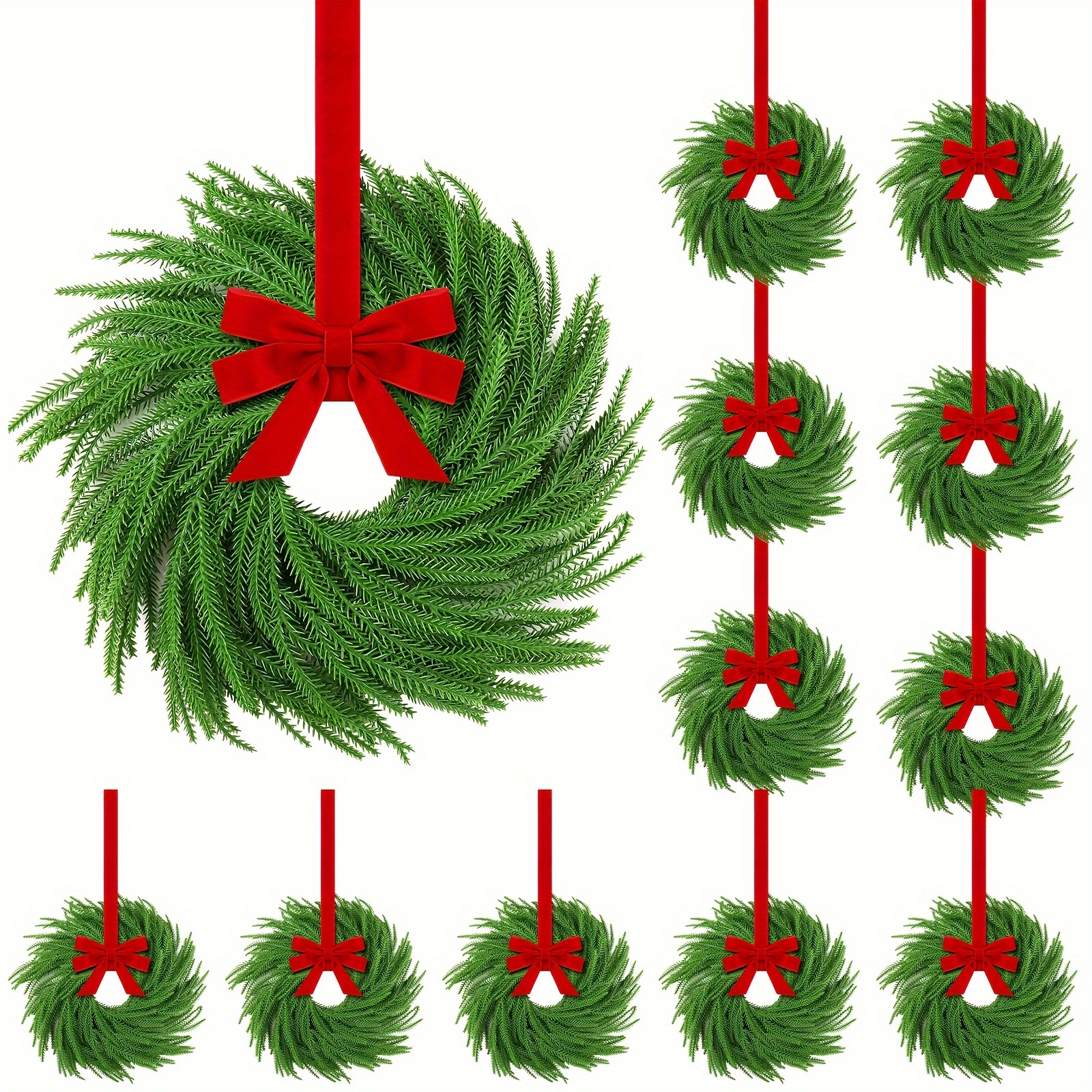 TEMU 12 Set Christmas Wreath Decoration Christmas Wreaths Red Wreaths Decoration Hanging For Christmas