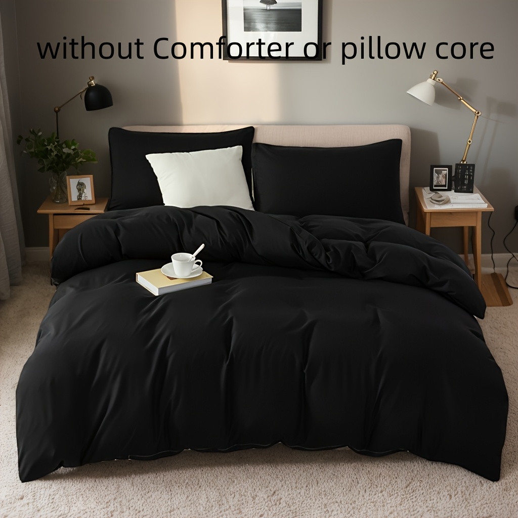 Solid Color Duvet Cover 3pcs Set: 1 Duvet Cover, 2 Pillowcases, No Insert. New Year, Chinese New Year, Valentine's Day, Mother's Day, Back To School