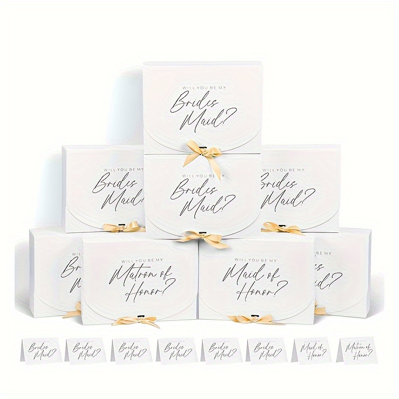 

Elegant 8pcs Bridesmaid Proposal Boxes - Sophisticated Maid Of & Of Gift Set, Party Favors (10.6x7.9x3.1 Inch)