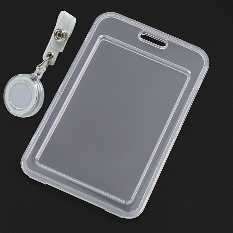 TEMU Holder Set With Retractable Clips, Suitable For Student/teacher Passes, Key Cards, License Id Badge Reels - Transparent Case White Blue Green