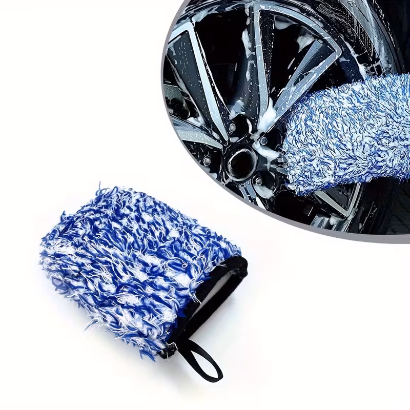 car wheel brush glove wheel detail cleaning microfiber coral long plush chenille car wash glove Product details 2