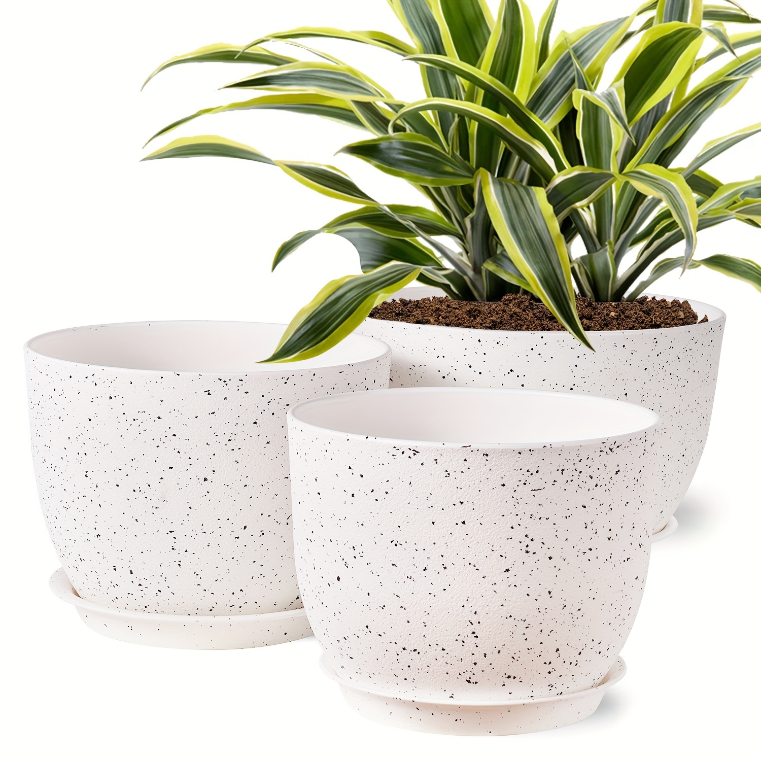 

12-9 Inch Self-watering Plant Pot, With Drainage Hole, White