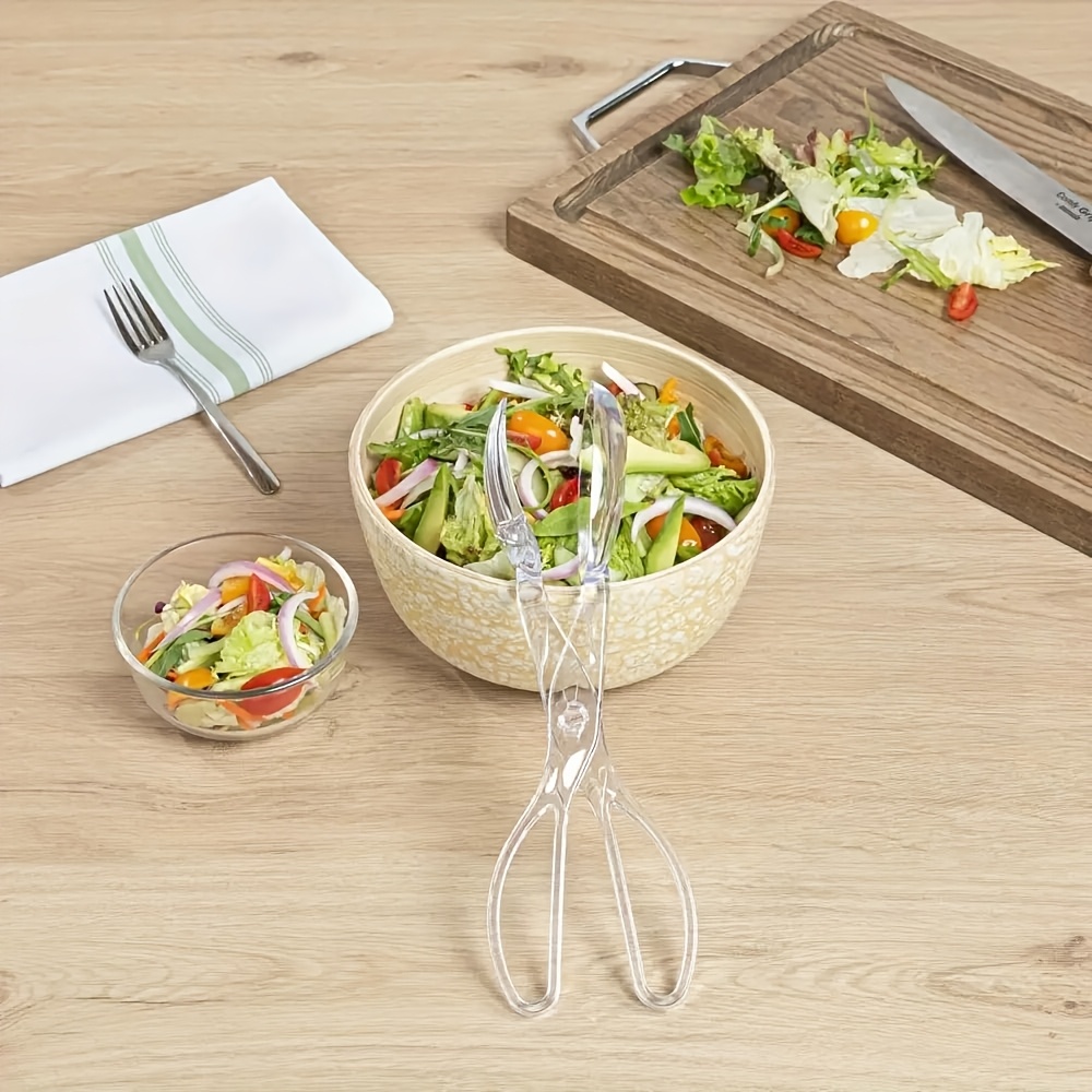   heavy duty transparent plastic salad scissors clamp with reusable heavy duty shears suitable for bbq buffet party serving salad dressing hygienic for large groups outdoor picnics Product details 1