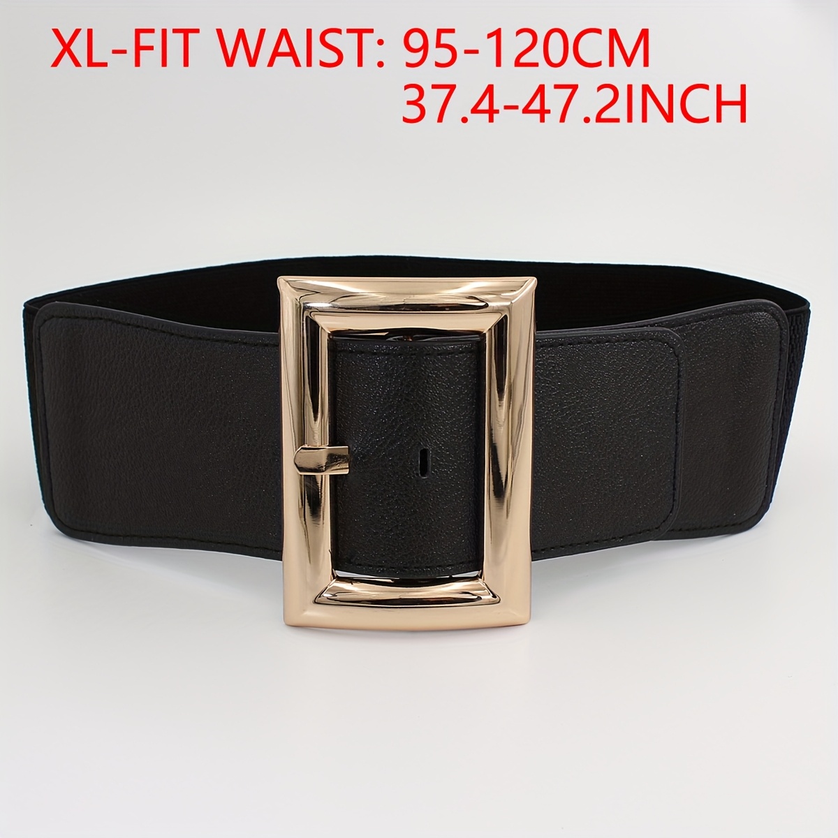 1pc Women's Wide 7.5cm Waistband Black Plus Size Elastic Adjustable Belt