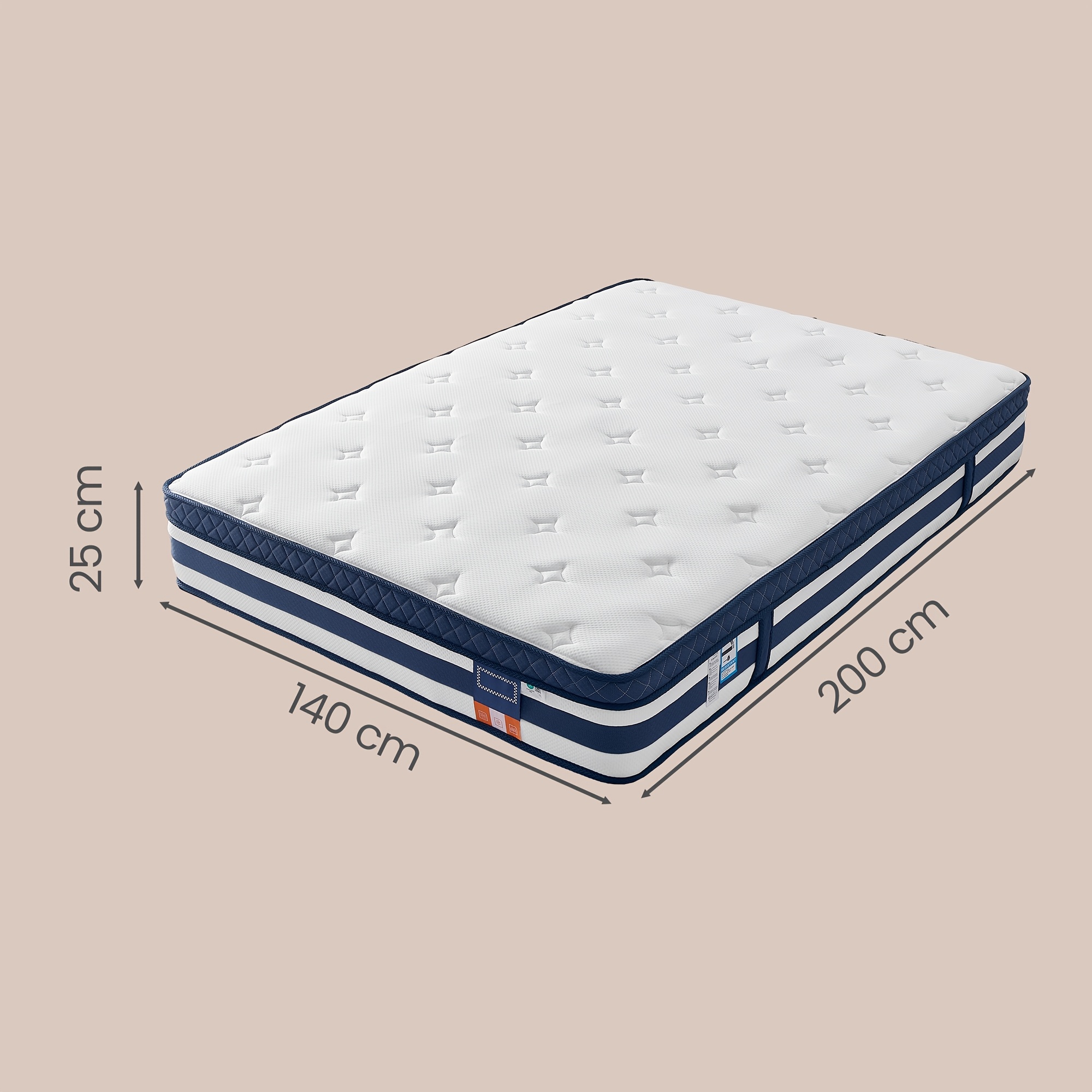 Image of Mattress, 180 X 200 X 25cm, Gel Memory Foam Mattress, Medium Firm, H3, 7-zone Support, Motion Isolation, Breathable Cover, Suitable For All Ages, Blue