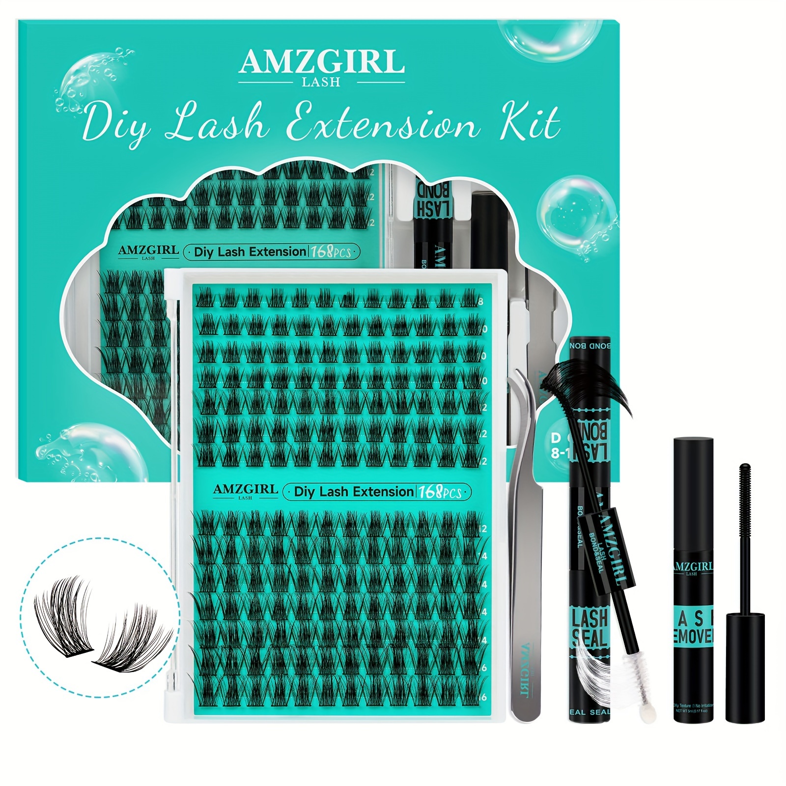 

Amzgirl Lash Extension Kit 168 Lashes Cloud () Makeup Waterproof Lashes Eyelashes Cosmetic Waterproof Lash Kit Cheap Lash With Lash Remover And Seal Lash Glue For