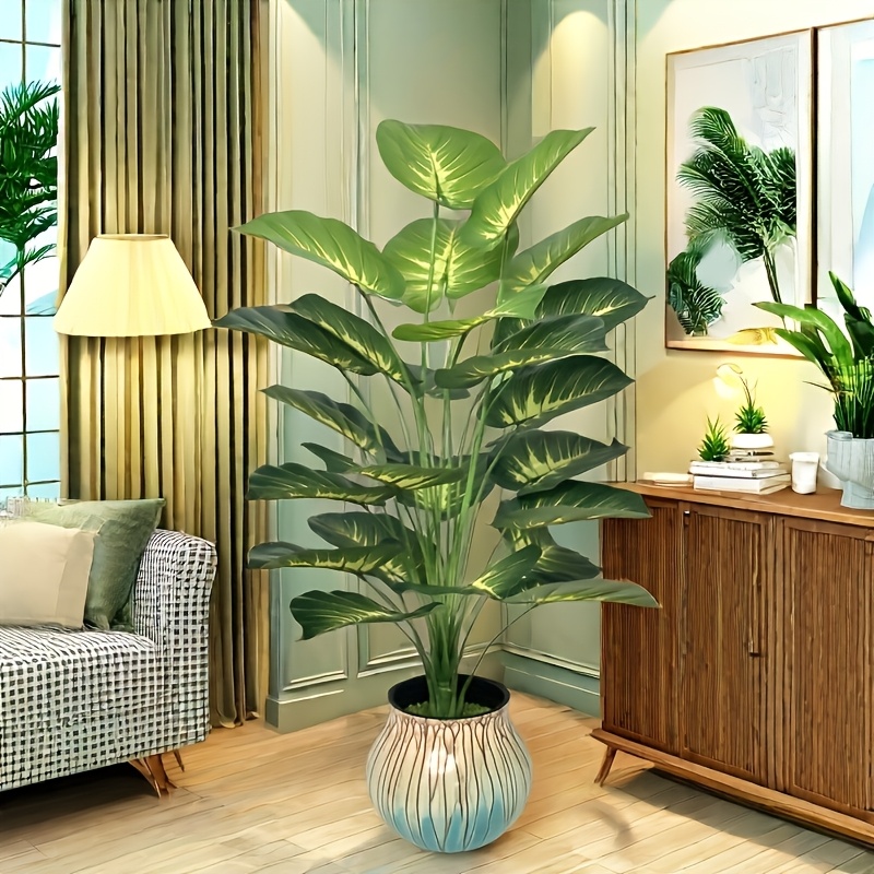 

1pc Artificial Currency Plant Leaves - With 24 Large Leaves, This Wide- Ornament A Style For All , This -style Green Plant Is A Must-have Decoration For Fall, Winter And Christmas.