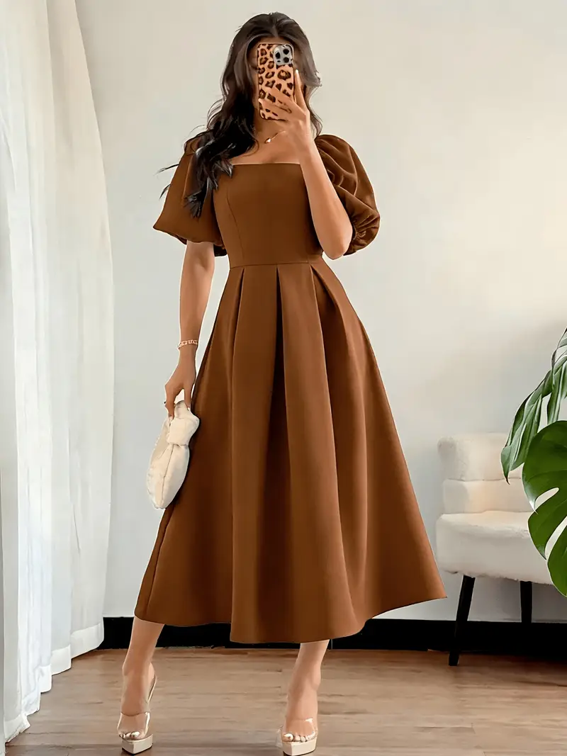womens summer dress square neck puff sleeve elegant dress - Temu United Arab Emirates womens summer dress square neck puff sleeve elegant dress - Temu United Arab Emirates