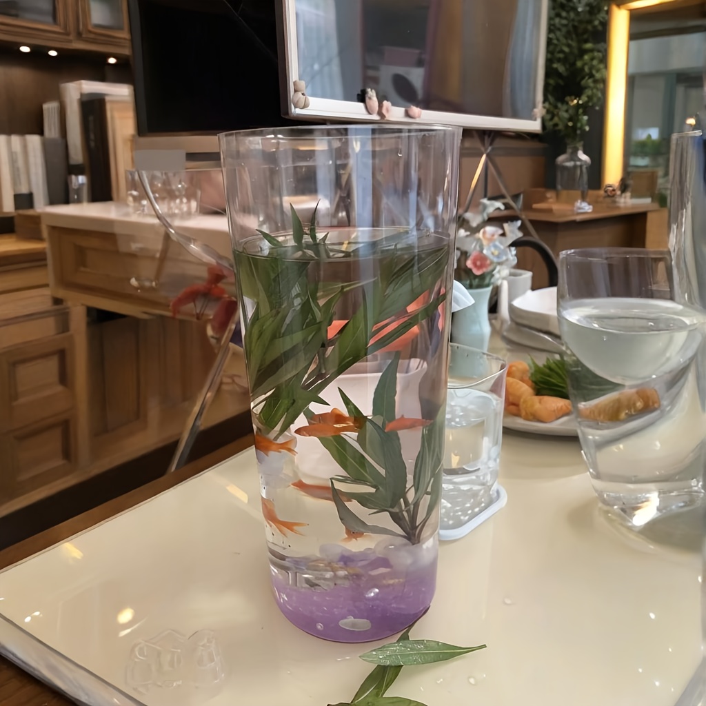 E-shop Acryl-Aquarium für Zuhause, rundes zylindrisches Goldfischbecken, bruchsicheres kleines Aquarium