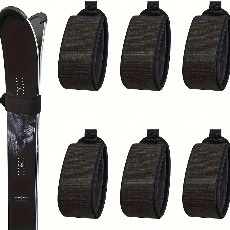 Image of 6pcs Adjustable Ski Straps With Magic Tape For Carrying, Protective Pads For Ski Boards - , 5cm Wide X 45cm Long Winter Sports Accessories, Short Protection, Ski Accessories