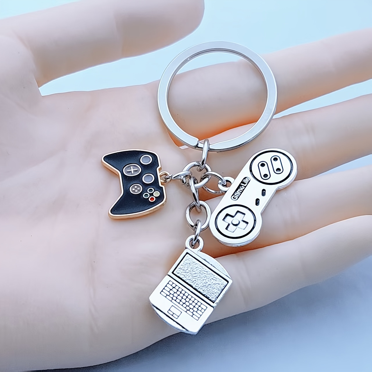 TEMU 1 Porte-clés Métal Contrôleur Gaming, Console de Jeu en Créatif, Volant, Pendentif Clé Ordinateur