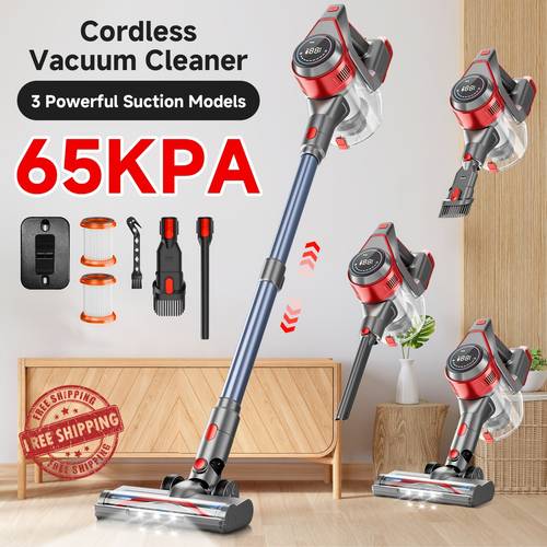 Cleaner Suitable for & Carpets with Rechargeable Battery Display, 45-Min , Handheld Vacuum, Powerful Motor, Lightweight Cordless Vacuum for Pet Hair Removal, Low, Voltage (Adapter)